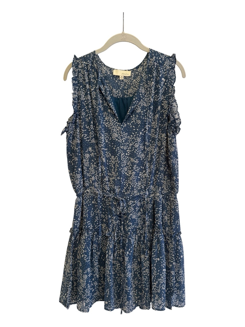Pinch Blue Floral Flutter Sleeve Mini Dress Size Medium